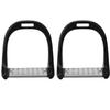 Horse Riding Stirrup Stainless Steel NonSlip Pad Equestrian Aluminum Saddle With Painting Black