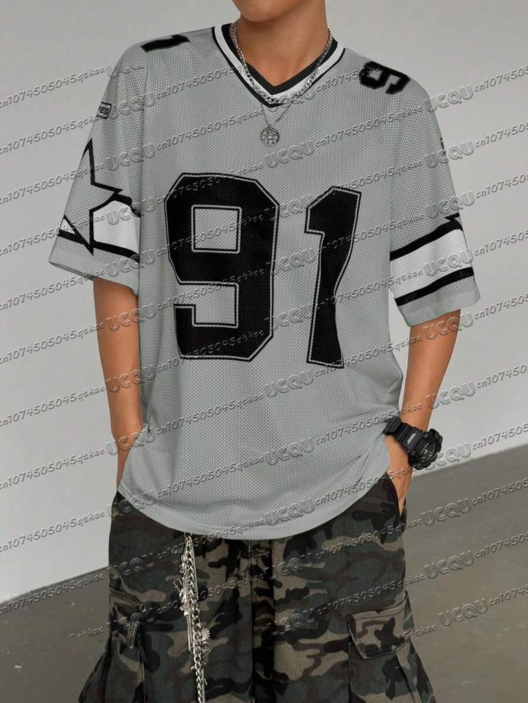 Damen Sommer Erfrischendes Netz-Trikot-T-Shirt Mit 23 Digitaldruck Kurzärmelig Locker & Sexy Vielseitige Streetwear Damen Oberteil