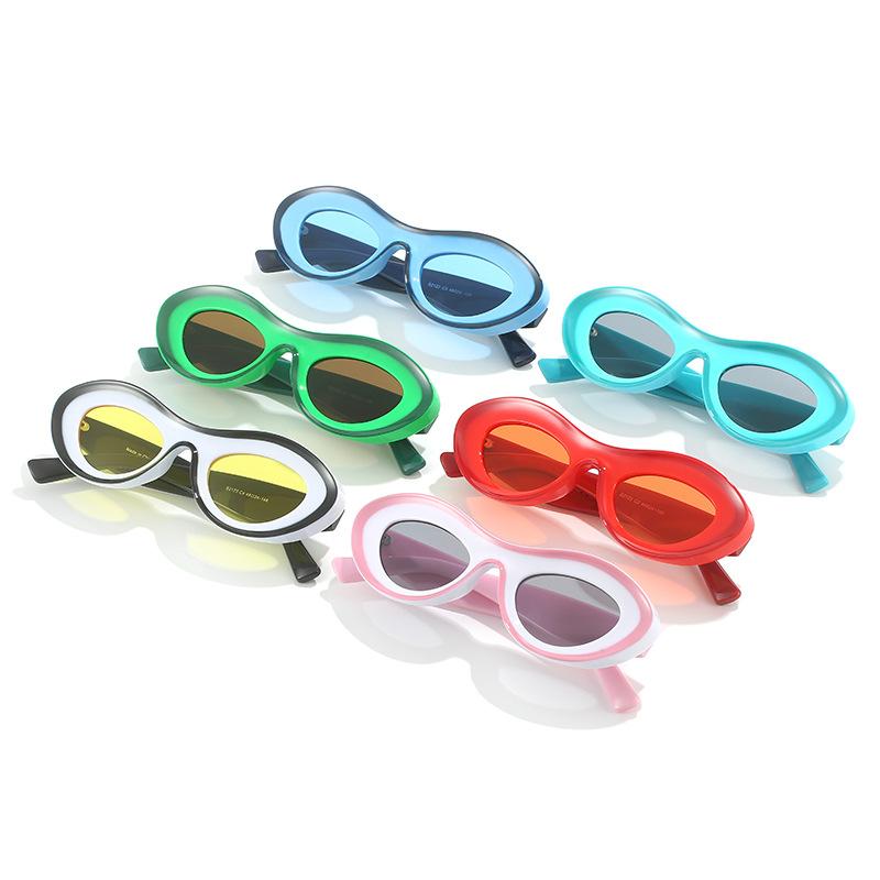 Contrast Color Glasses Trendy Personalized Small Frame Sunglasses Concave Sunglasses