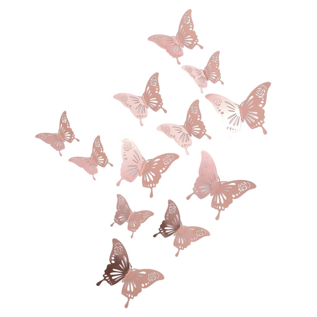 Pack of 12 3D Hollow Paper Wall Sticker Household Living Room Art Craft Decoration Decals Holiday Party Decor Gifts
