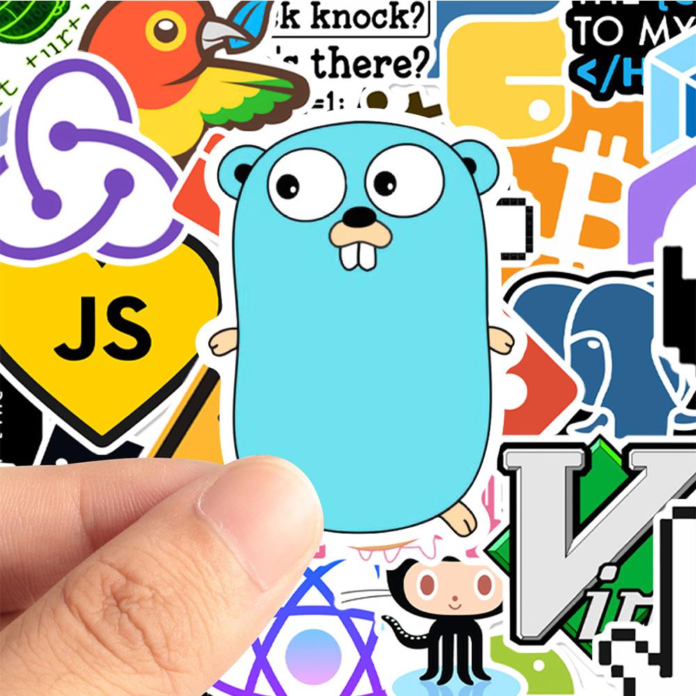 10/30/50pcs Funny Geek Java Programming Cartoon Stickers for Laptop Stationery Waterproof Programming Luggage Sticker