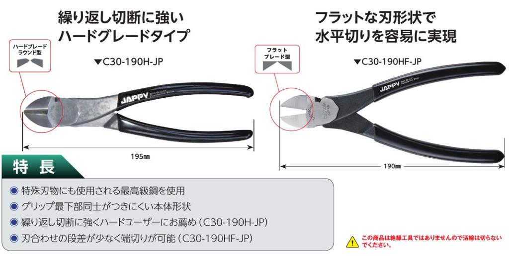 JAPPY Eccentric Nippers Electrician's C30-190HF-JP