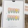 10Pcs Handmade French Gradient Cat Eye Press On Nails With 3D Butterfly Diamond Flowers Long Coffin Almond Shape