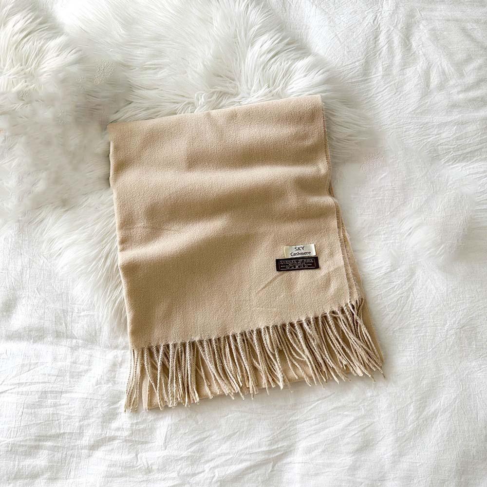Polyester Classic Wool Scarf Soft Long Neckscarf with Tassel Large Solid Color Shawl  Men