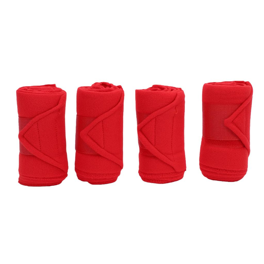 4 Pcs Horse Leg Wraps Soft Fleece Protective Horse Polo Leg Bandage Equestrian Supplies Red