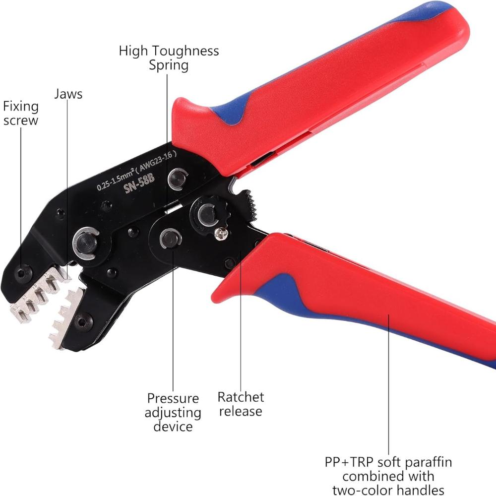 Crimping Tool Set, Insulated Crimping Tools 0.5-1.5/1.5-2.5/4-6mm² Crimping Tool, Wire Crimping Tool with 380pcs Cable Connectors Suitable for 2.8mm,
