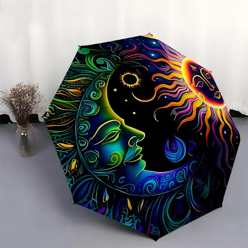 Colorful Yin Yang Sun Moon Face Art Print Poster Umbrella, Christmas Gift Y373