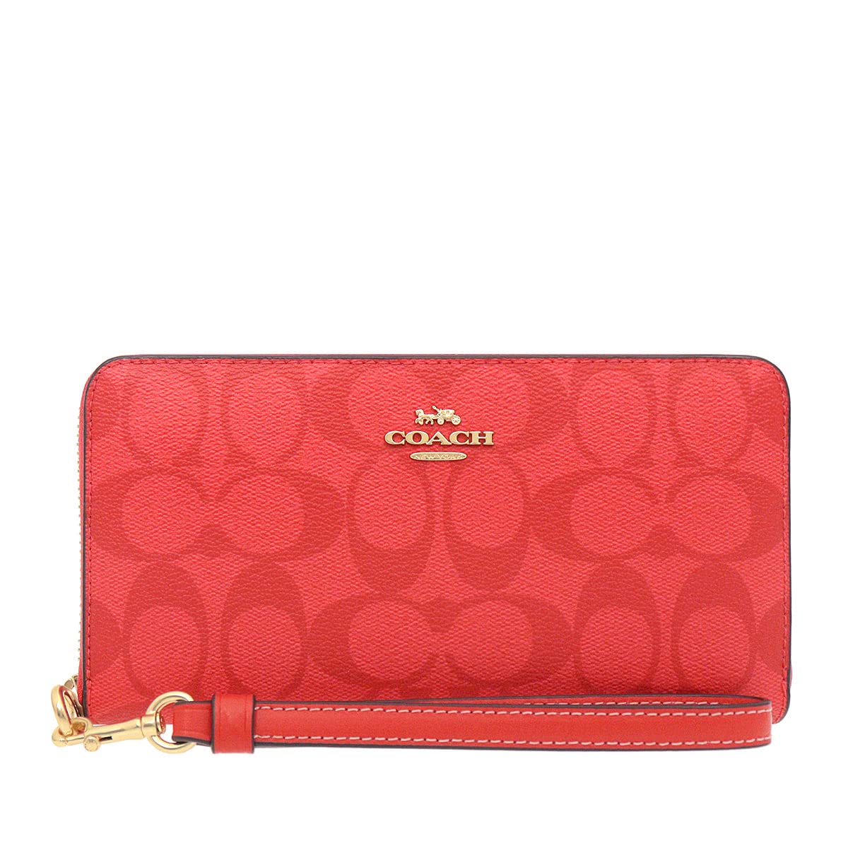 

[Coach] Long Wallet FC4452 C4452 Miami Red Luxury Signature Long Zip Around Wallet (with Strap) Women s [Outlet Item] [Brand] [Item]