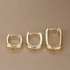 3PCS Vintage Stainless Steel U-Shape Hoop Earrings Set for Women Geometry Circle Square Earring Piercing  Jewelry aretes mujer