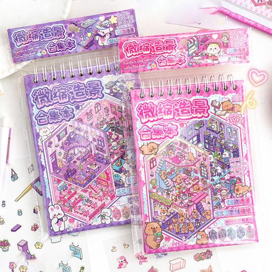 DIY 3D Scene Sticker Collection Book for Kids Adults Make Your Own Shop House Stickers for Relief Stress Pass The Time