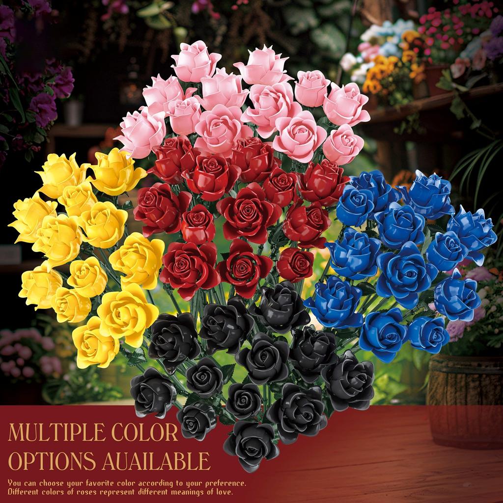 Romantic Bouquet Building Blocks Assembly Gifts Preserved Flower Set Floral Ornament Moc Model For Girls/Lover/Mom Holiday Gifts