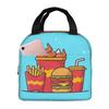 Cute Hamburger Food Pattern Insulated Lunch Bag for Women Office Cooler Thermal Food Box Tote Portable Lunch Boxes Container