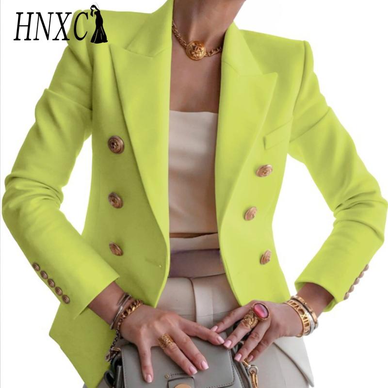 HNXC Dámské Vintage Casual mřížkovaný potisk Podzim Zima Dlouhý rukáv POLO bundy a kabáty