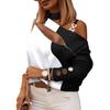 2023 Autumn/Winter Long Sleeve Chain Halter Printed Top with Button Details for Women