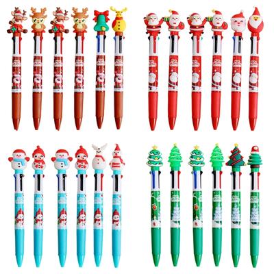 6x/Set Penna a Sfera Multicolor 4 in 1 Penna a Sfera Natalizia 0,5 mm Penna Shuttle Penna per Scrittura Forniture per Ufficio e Scuola