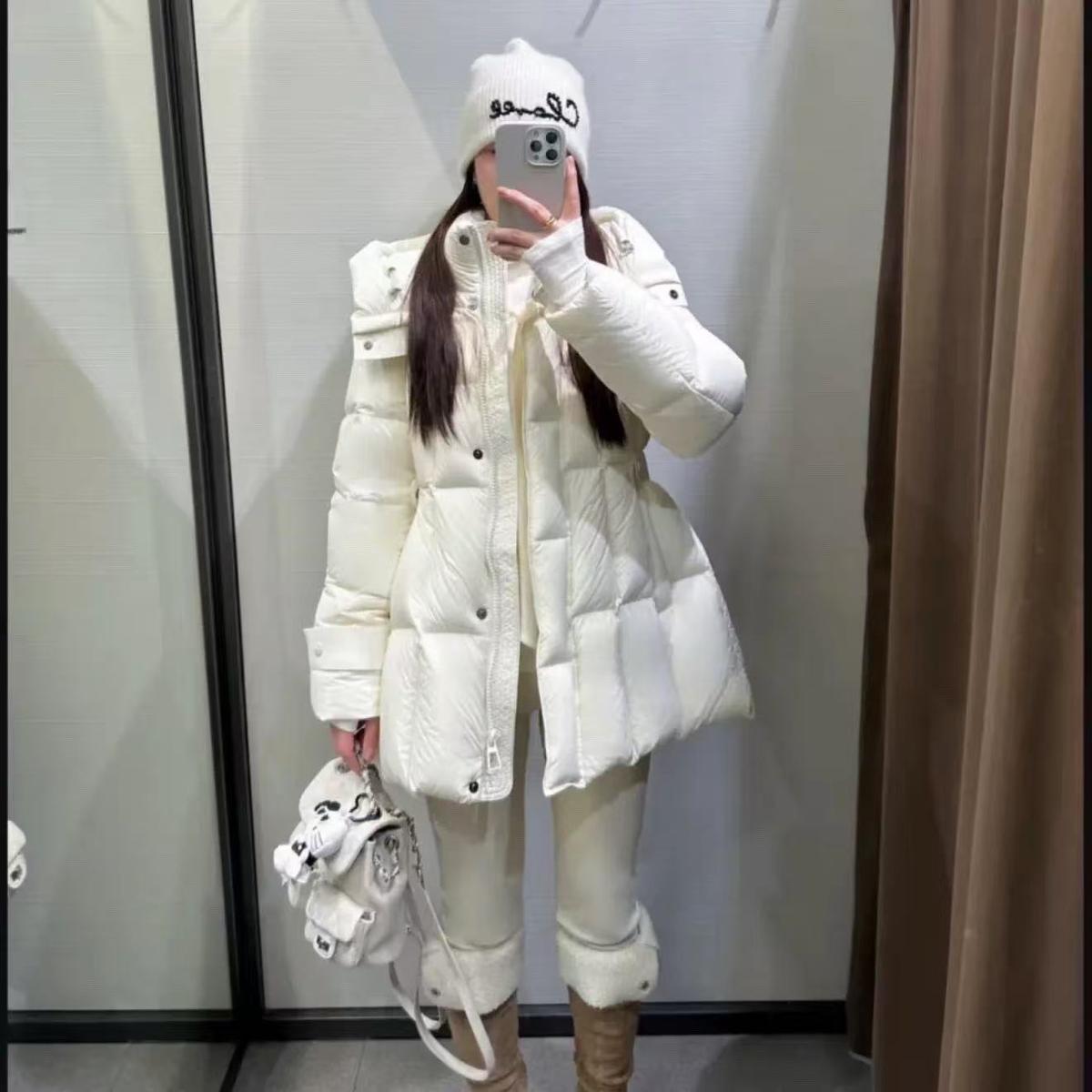 

Cloud-Like High-Luxury White Goose Down Hooded Jacket - Black & White M (125-150cm) - Ships in 5 days білий