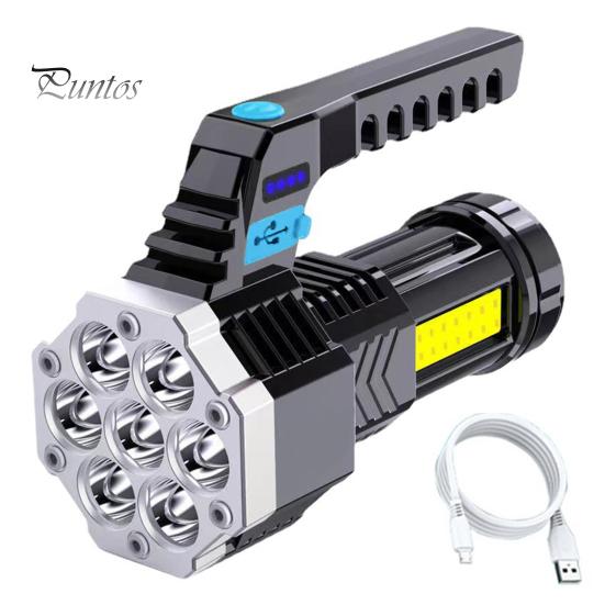 Portable Flashlight Camping High Brightness Multiple Lighting Modes Long Beam Distance Ergonomic Handle with Side Light Waterproof Hunting Emergency
