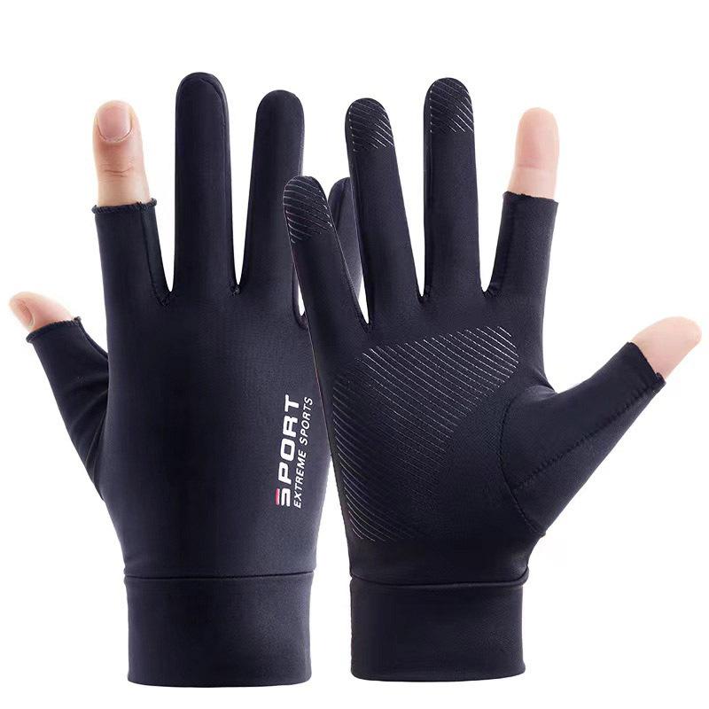 Unisex Ice Silk Gloves, Two-Finger Design UV Protection Quick-Dry Summer Gloves, Anti-Slip Gloves for Fishing Cycling Delivery