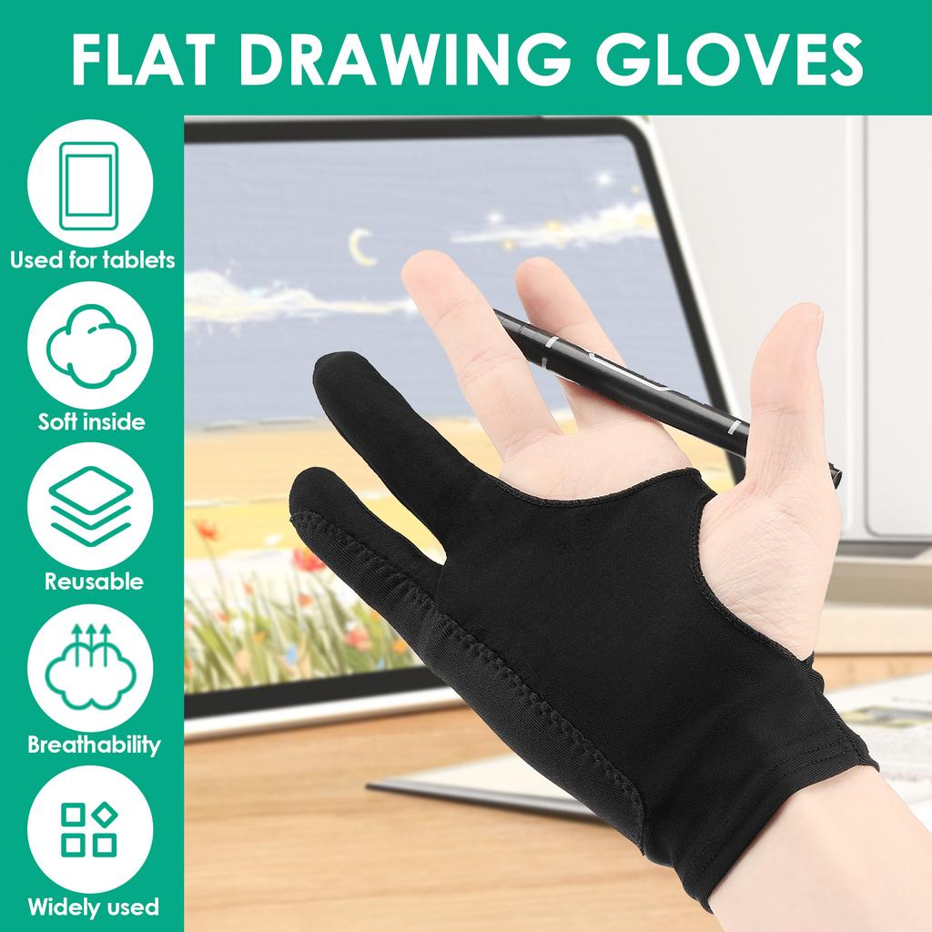 10Pcs Drawing Artist Gloves 3 Layer Two Finger Gloves Reusable Multipurpose for Graphic Drawing Tablet Drawing Art Creation