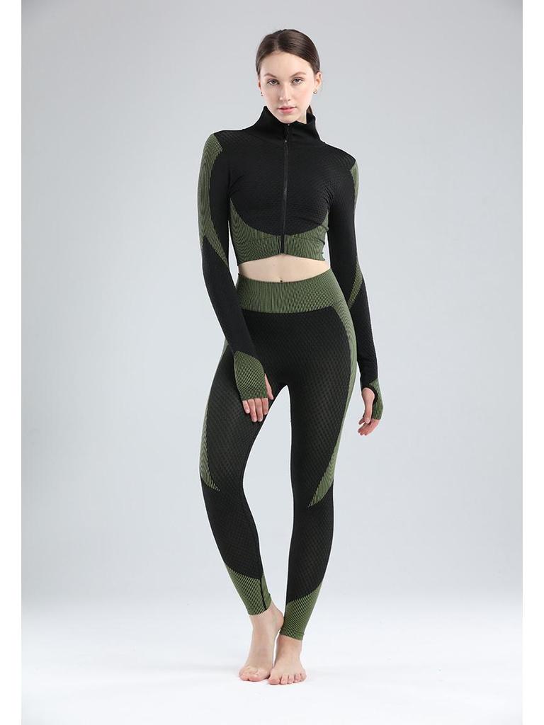 Women's Seamless High Waist 3-Piece Fitness Set – Breathable Yoga & Running Sportswear