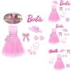 Adorable Barbie Princess Pink Sleeveless Dress With Matching Accessories
