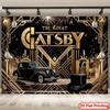 2D Flat 1pc Great Gatsby Party Background Polyester Banner - Roaring 20s-themed Decoration Suitable for Event Background