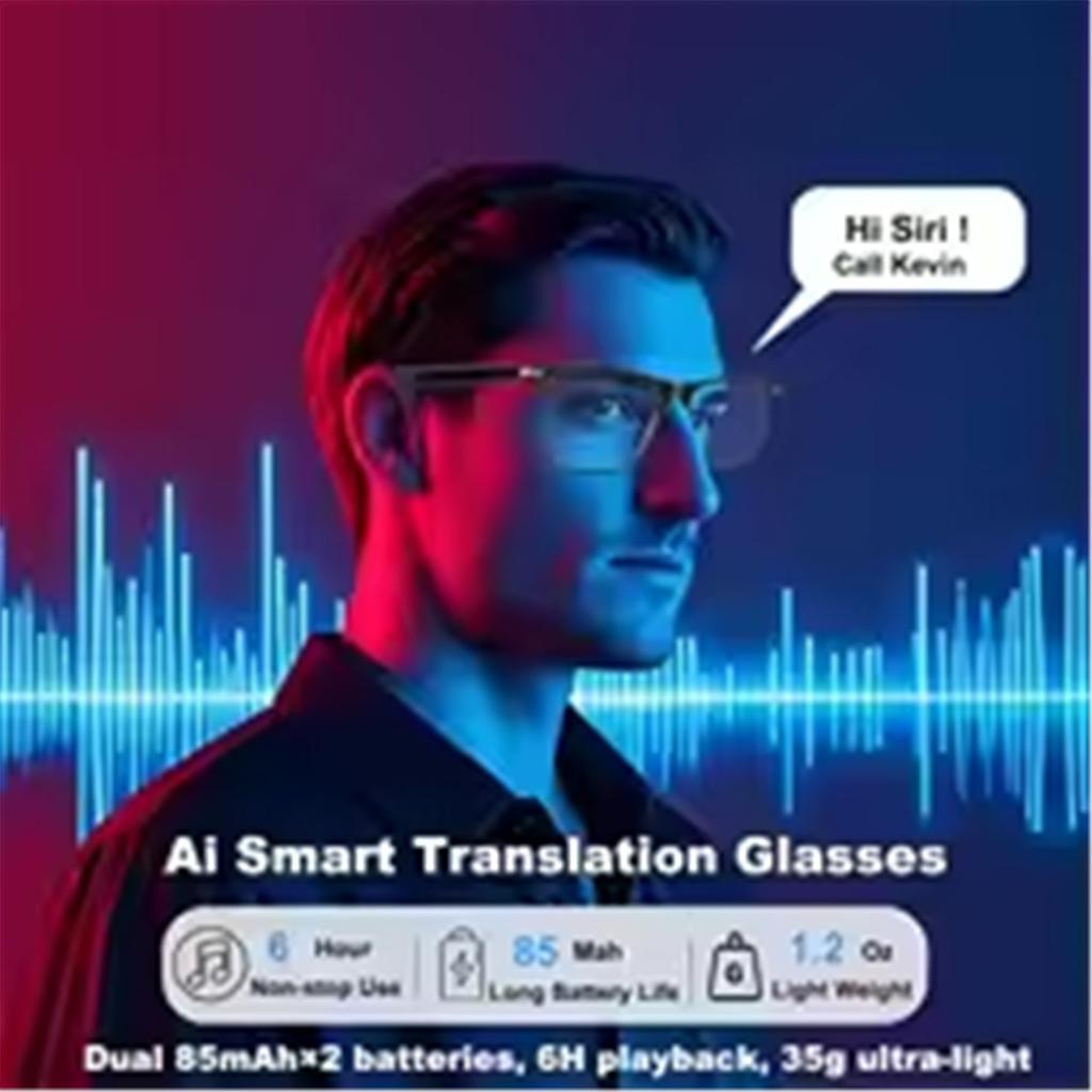 AI Translation Smart Glasses with Photochromic Lenses, Support 160 Languages Real-time Translation