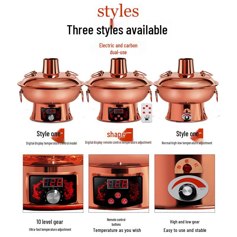 Reiner Kupfer Verdickter Hot Pot - Traditionelles Pekinger Stil Doppelgeschmacks Kupfer Kochgeschirr