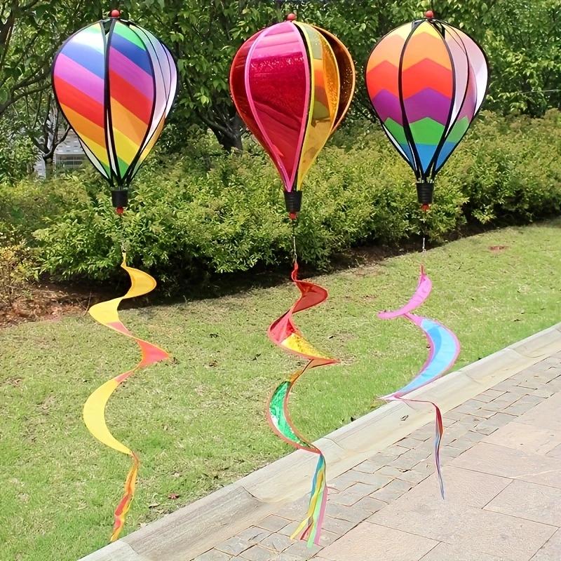 1PC Rainbow Hot Air Balloon Wind Spinner-suitable for Garden, Home, Office, Christmas and Party Decoration /garden Accessories