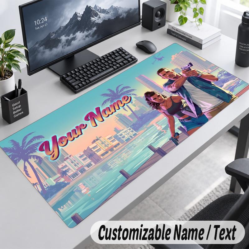GTA Personalized Large Mouse Pad Custom Name Text Extended Desk Mat Gaming Mousepad