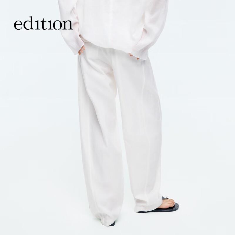 Edition Women's Cotton Linen Tapered Trousers with Silk Scarf Belt