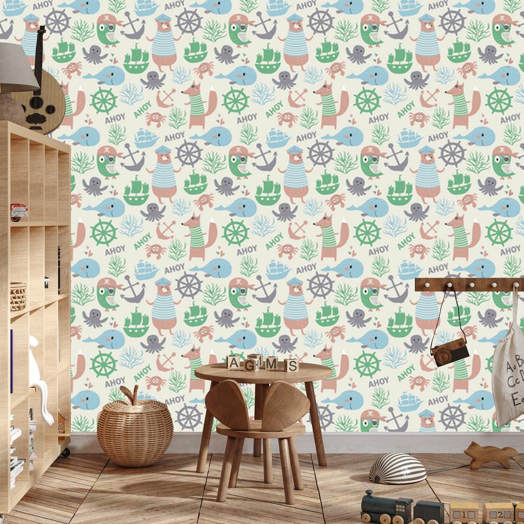 Animals Pirates Wallpaper for Living Room and Bedroom 50x1000