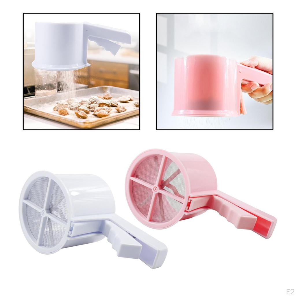 Ergonomic Handle Baking Bowl Icing Sugar Strainer Stainless Steel Mesh 350ml Cocktail Shaker for