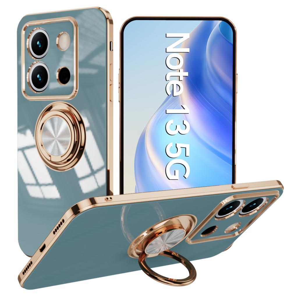 For Xiaomi Redmi Note 13 5G Case Precise Cutouts 6D Electroplating TPU Phone Cover with Ring Holder