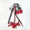 Yogodlns Faux Leather Cherry Mini Backpack Hanging Handbag Pendant Bag Pendant Bags Accessories