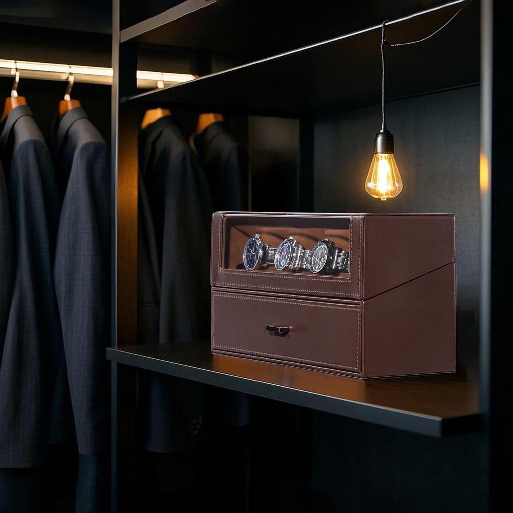 ProCase Watch Watch Display Stand with Acrylic Watch Display Case with Watch Watch Holder Organizer for Men and Women Men's Case, 10-Slot Lid, Drawer,