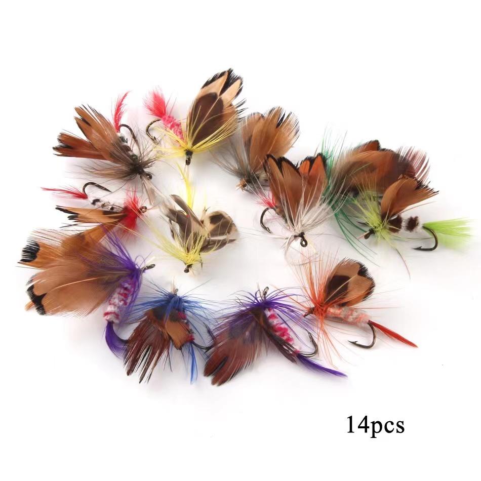 ToMyo 64Pcs/Set Fishing Fly Set Combo With Box Dry Fishing Tackle