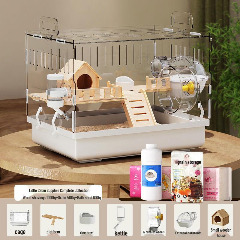 Luxury Acrylic Hamster Villa - Transparent Breeding Cage with Nest