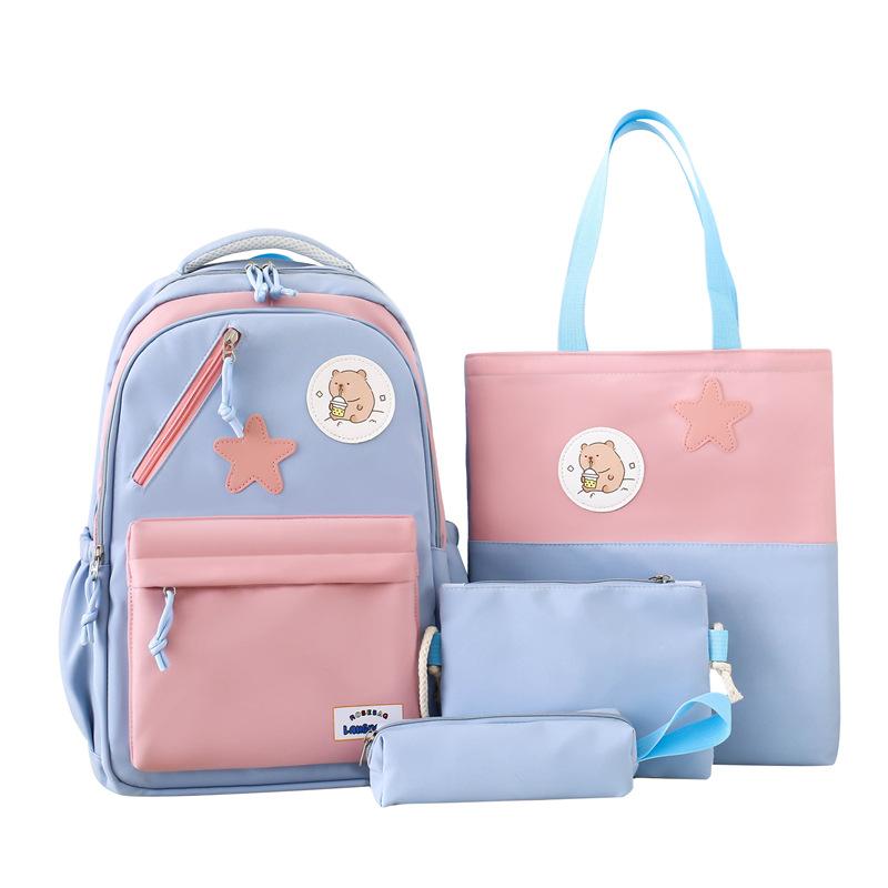 Korean Style Schoolbag Four Piece Set for Primary and Secondary School Students Backpacks for Girls Fresh and Sweet Backpacks