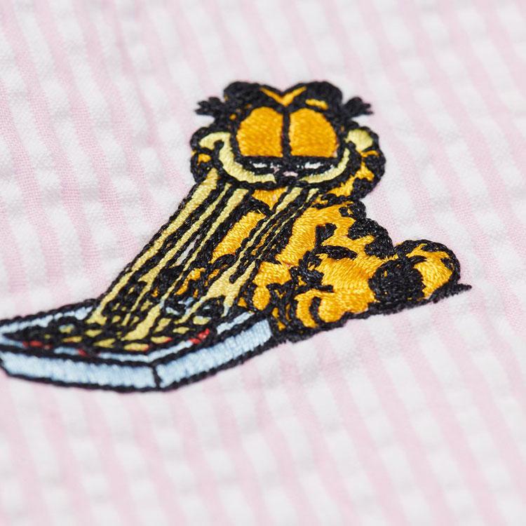 Palace FW21 Garfield Cartoon Embroidery Long Sleeve Shirt Unisex Tops Pink P21SHT001