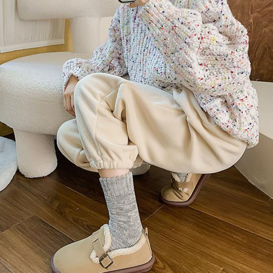 Flauschige Socken für Damen Gemütliche Dicke Flauschige Kniestrümpfe Winter Fleecegefütterte Stiefelsocken Thermische Retro Mid-Calf Warme Socken