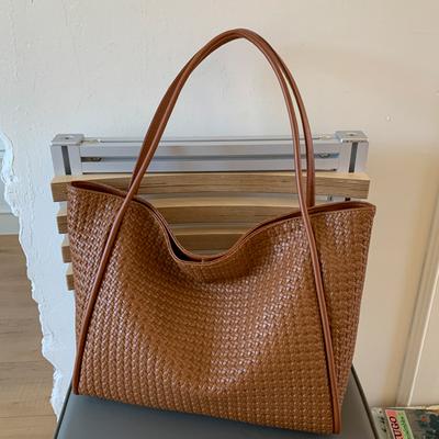 Retro Large Tote Bag, Simple and Elegant, Large-capacity Single-shoulder Bag, Woven Underarm Bag