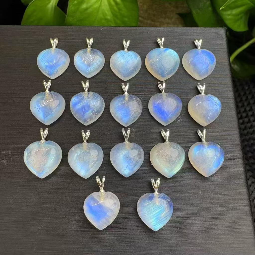 925 Sterling Silver Chakra Crystal Healing Stone Natural Moonstone Wing Pendant for Calm Mind and Relieve Tension