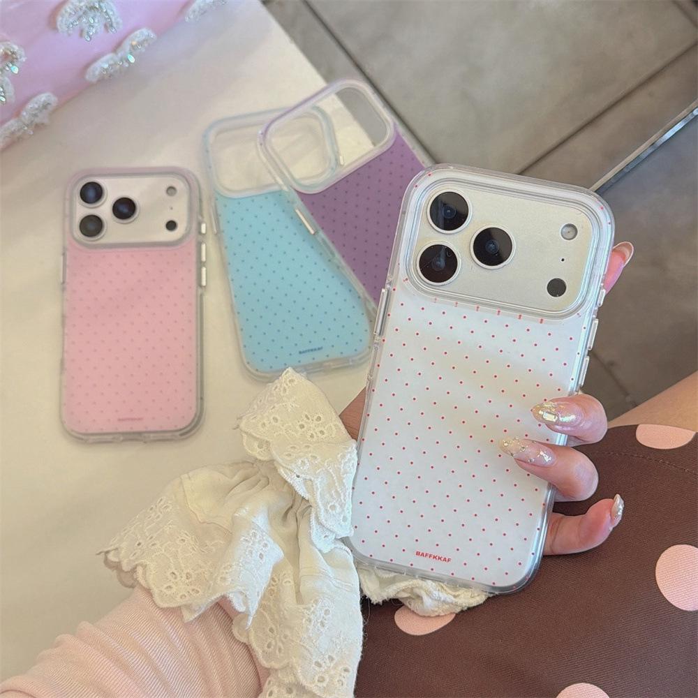 Round Edge Dual Layer Polka Dot iPhone 14/13/ProMax Case - Drop Proof