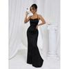 Women's Spaghetti Strap Glitter Bodycon Maxi Dress Straight Neck Mermaid Hem Black Sexy Evening Cocktail Party Banquet Formal Gown