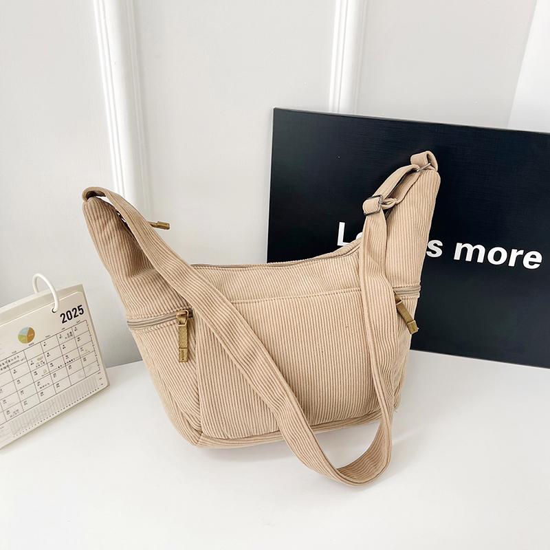 Hobo Bag Women's Large Capacity Shoulder Bag Commuter Corduroy Bag Student Class Crossbody Bag