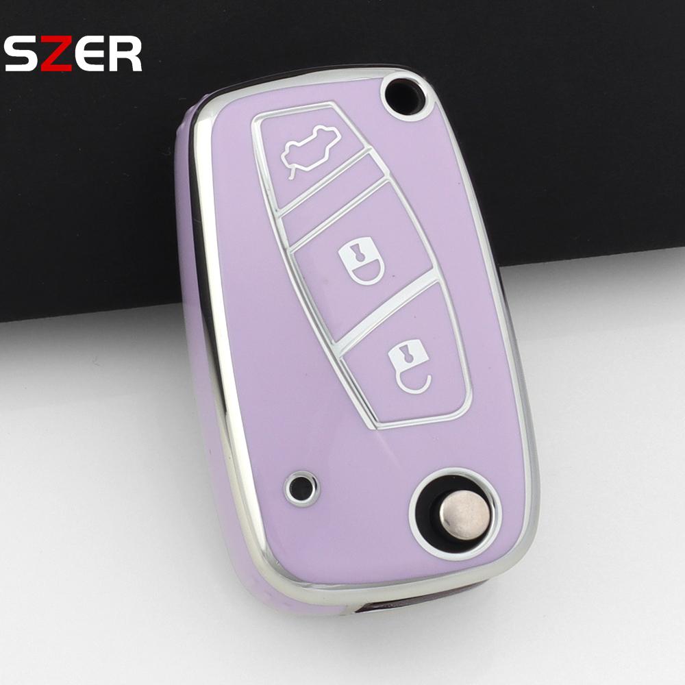 Tpu Car Key Case Cover For Fiat Panda Stilo Punto Doblo Grande Bravo 500 Ducato Minibus Folding Keychain Interior Accessories
