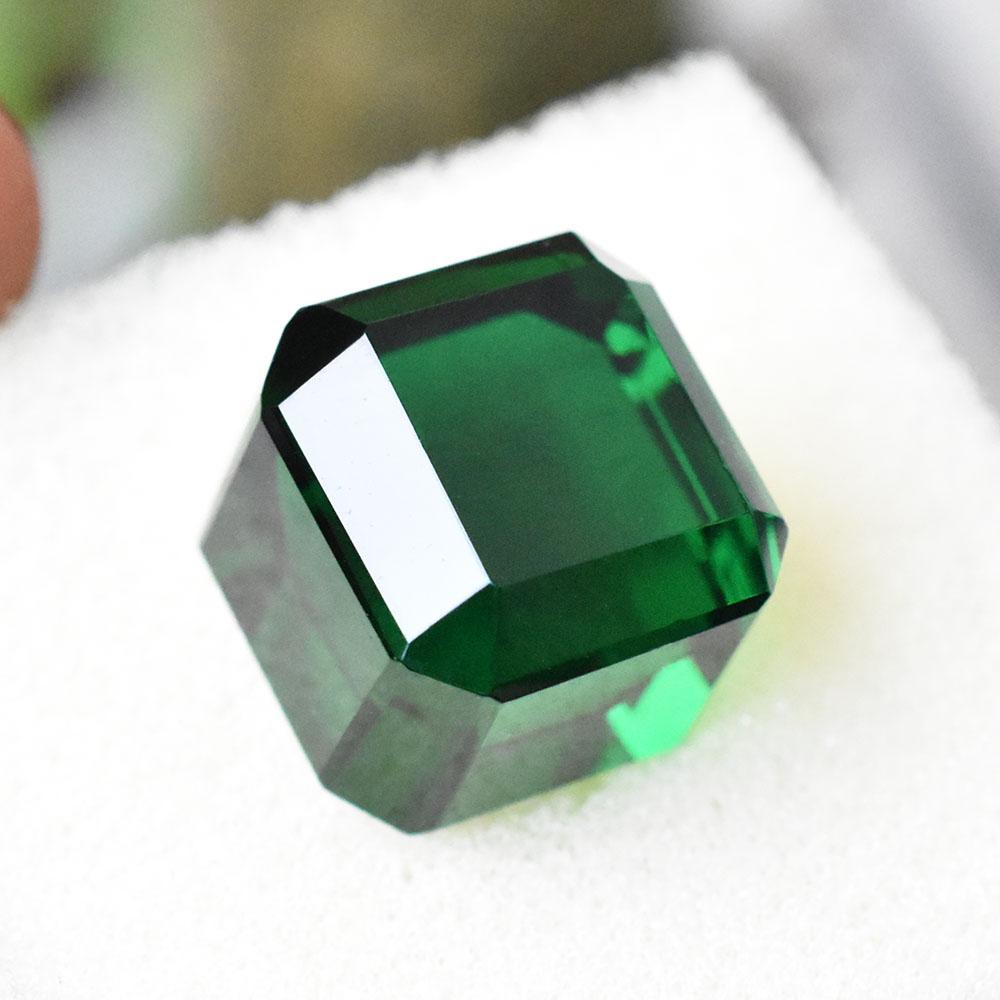 RARE 53Ct Cube Shape Lab-Created Green Garnet Loose Gemstone