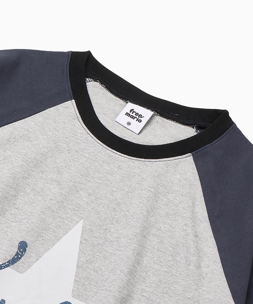 FREEMARIO 90S Vintage Star Raglan Long Sleeve [Charcoal]