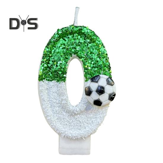 Fußball-Geburtstagskerze, umweltfreundlich, geruchsneutral, Pailletten-Design, einfach zu verwenden, langlebig, Kerze mit den Zahlen 0–9, Kuchendekoration